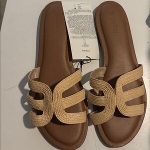 NEW The Drop Monika‎ Raffia Fashion Slip On Flat Sandals Womens Size 12